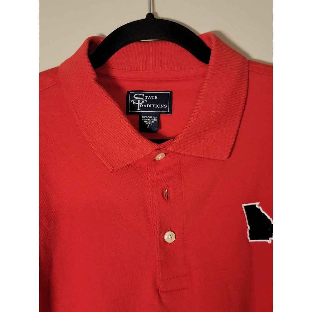 Georgia State Traditions Shirt Mens SIZE S Short Sleeve Polo‎ Pullover Knit Red